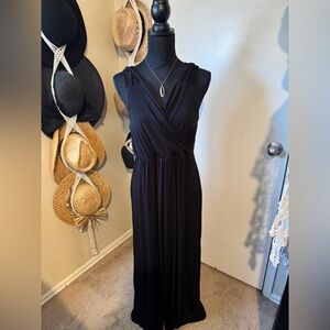 Covington Black Sleeveless/Surplice Wrap Maxi Dress- Petite XL